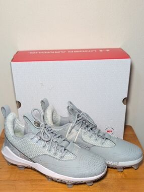 Under Armour Harper 7 Low Elite TPU Baseball Cleats Gray White Men's Size 9
